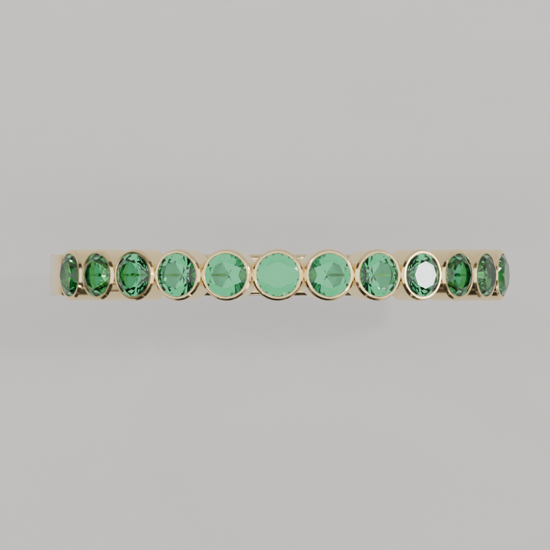Media Churumbela Esmeralda BEZEL - Birthstone Mayo -2.0mm - Churumbela de Oro (10k, 14k, 18k) y Moissanitas