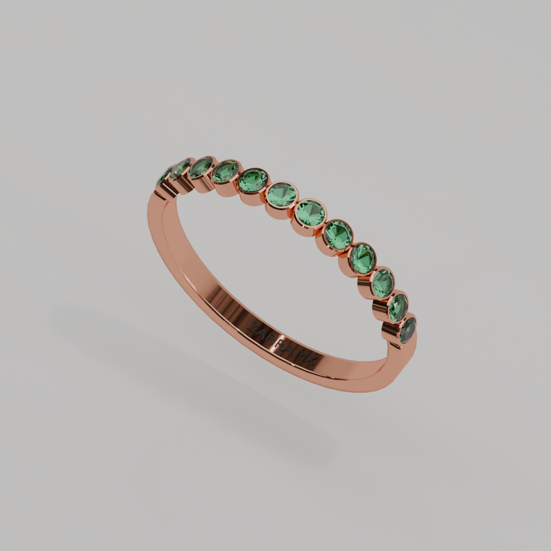 Media Churumbela Esmeralda BEZEL - Birthstone Mayo -2.0mm - Churumbela de Oro (10k, 14k, 18k) y Moissanitas