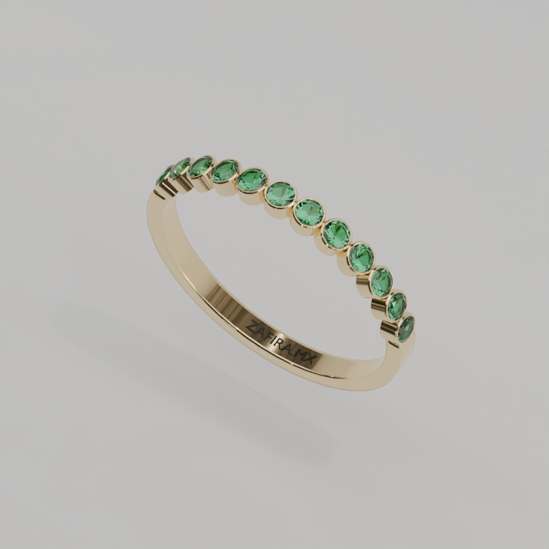 Media Churumbela Esmeralda BEZEL - Birthstone Mayo -2.0mm - Churumbela de Oro (10k, 14k, 18k) y Moissanitas