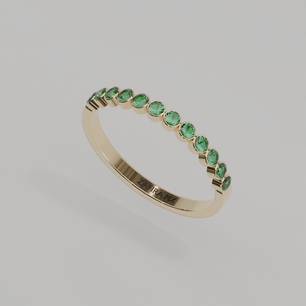 Media Churumbela Esmeralda BEZEL - Birthstone Mayo -2.0mm - Churumbela de Oro (10k, 14k, 18k) y Moissanitas