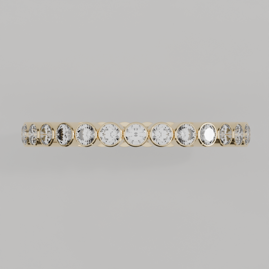 Churumbela Completa BEZEL de 2.0mm Moissanita - Abril - Churumbela de Oro (10k, 14k, 18k) y Moissanitas
