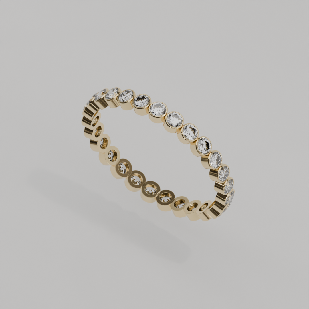 Churumbela Completa BEZEL de 2.0mm Moissanita - Abril - Churumbela de Oro (10k, 14k, 18k) y Moissanitas