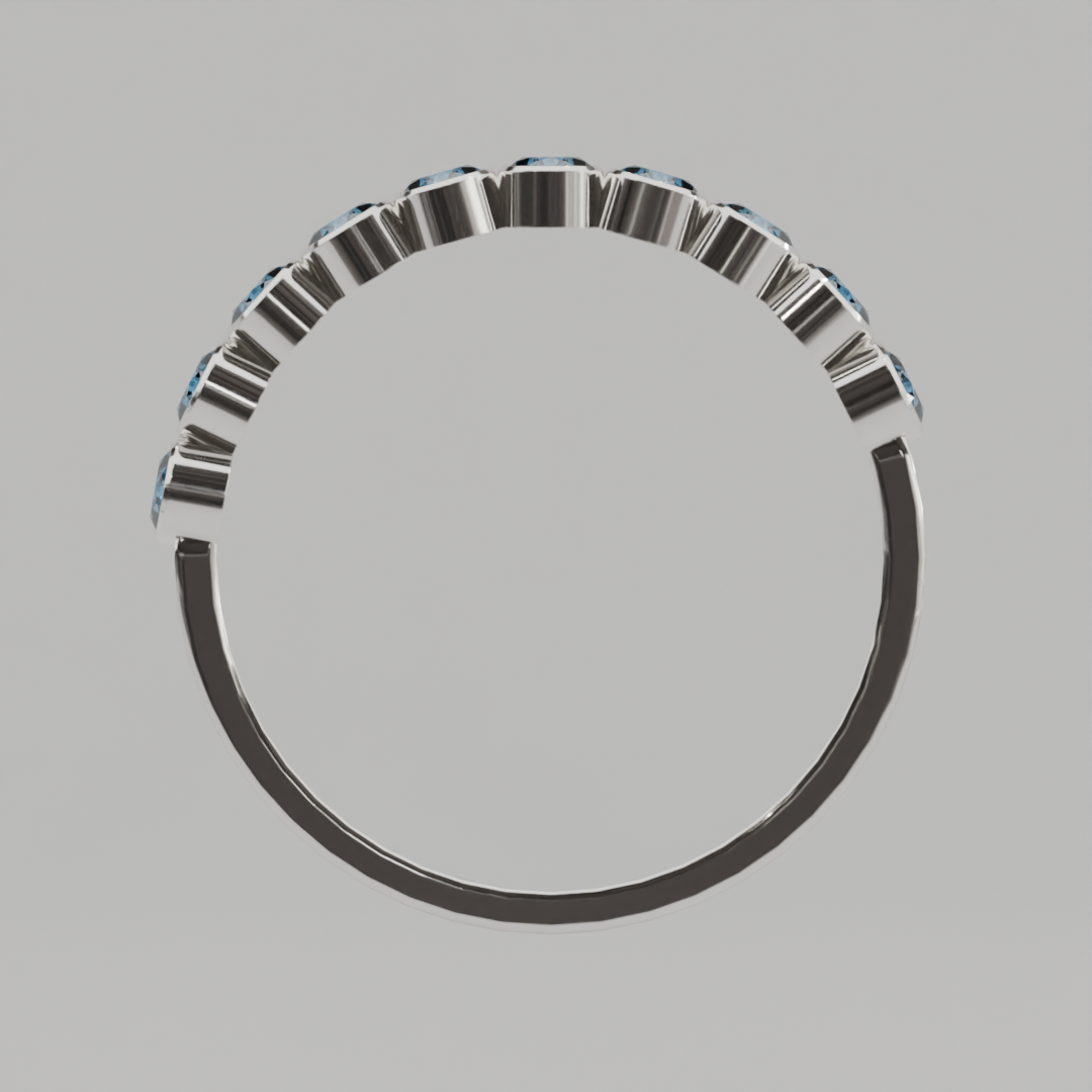 Media Churumbela Topacio Azul BEZEL- Birthstone Diciembre -2.5mm - Churumbela de Oro (10k, 14k, 18k) y Moissanitas