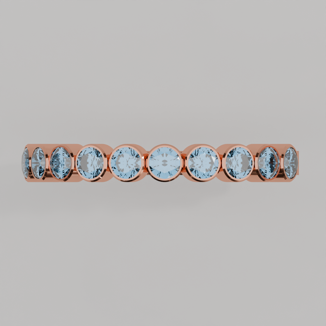 Media Churumbela Topacio Azul BEZEL- Birthstone Diciembre -2.5mm - Churumbela de Oro (10k, 14k, 18k) y Moissanitas