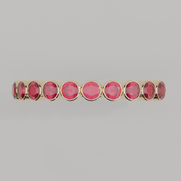 Media Churumbela Rubi BEZEL - Birthstone Julio -2.5mm - Churumbela de Oro (10k, 14k, 18k) y Moissanitas