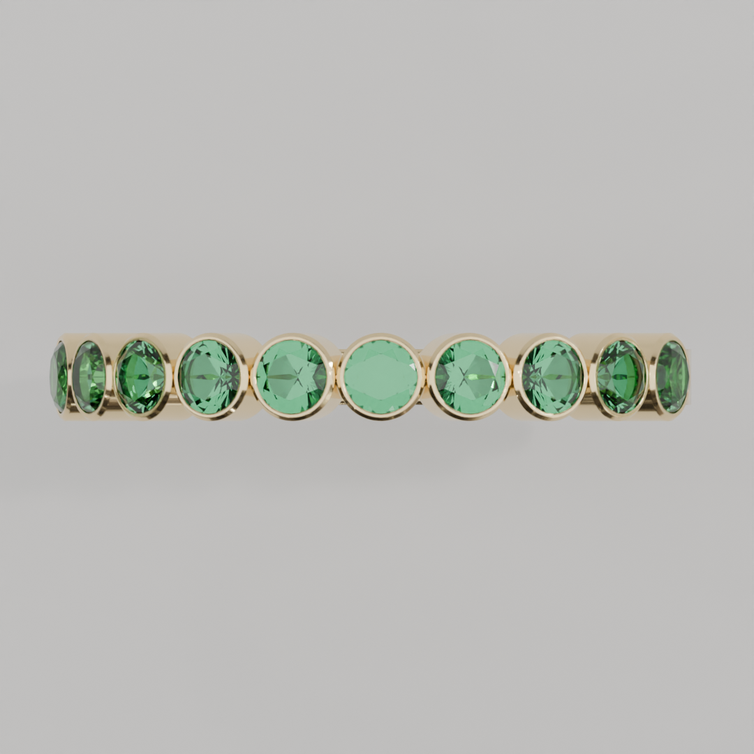 Media Churumbela Esmeralda BEZEL - Birthstone Mayo -2.5mm - Churumbela de Oro (10k, 14k, 18k) y Moissanitas