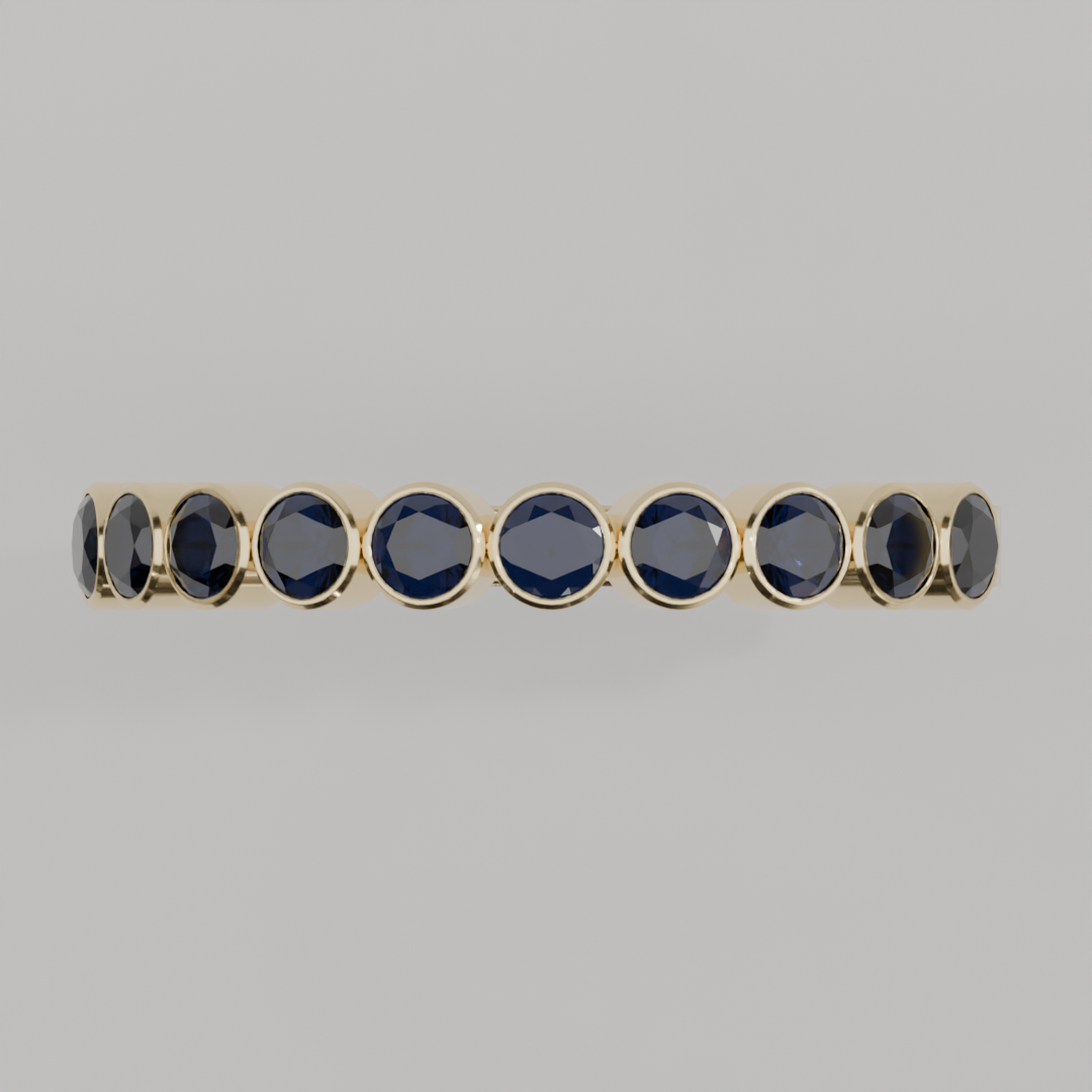 Media Churumbela Zafiro BEZEL - Birthstone Septiembre -2.5mm - Churumbela de Oro (10k, 14k, 18k) y Moissanitas