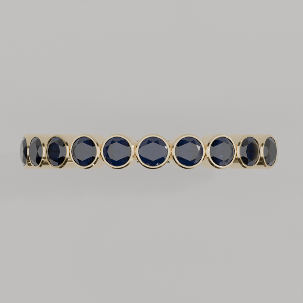 Media Churumbela Zafiro BEZEL - Birthstone Septiembre -2.5mm - Churumbela de Oro (10k, 14k, 18k) y Moissanitas