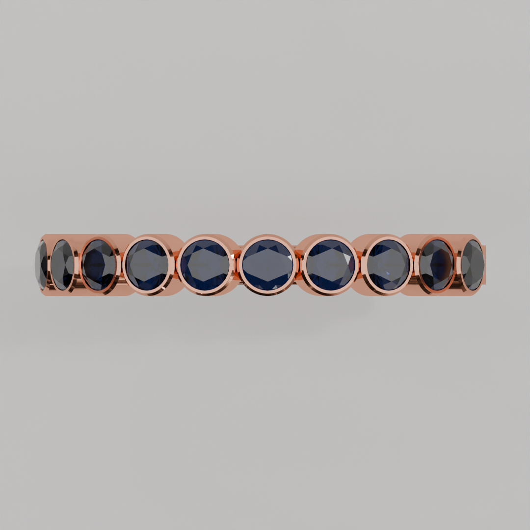 Media Churumbela Zafiro BEZEL - Birthstone Septiembre -2.5mm - Churumbela de Oro (10k, 14k, 18k) y Moissanitas