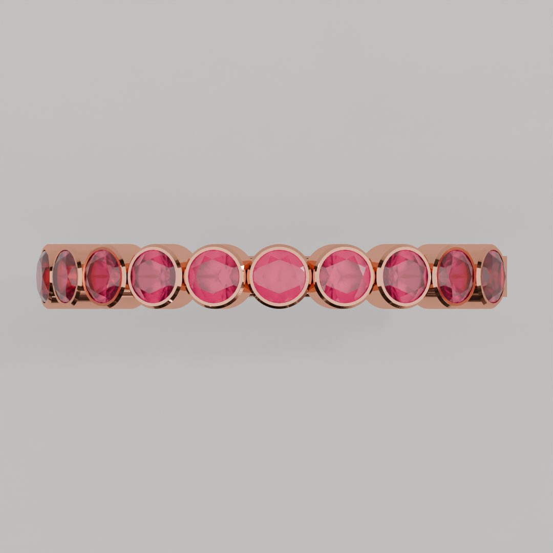 Media Churumbela Rubi BEZEL - Birthstone Julio -2.5mm - Churumbela de Oro (10k, 14k, 18k) y Moissanitas