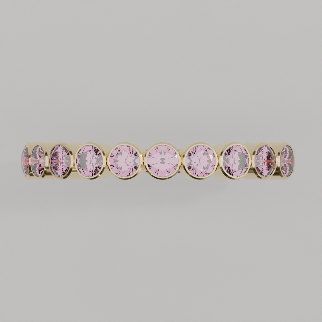 Media Churumbela Turmalina Rosa BEZEL - Birthstone Octubre -2.5mm