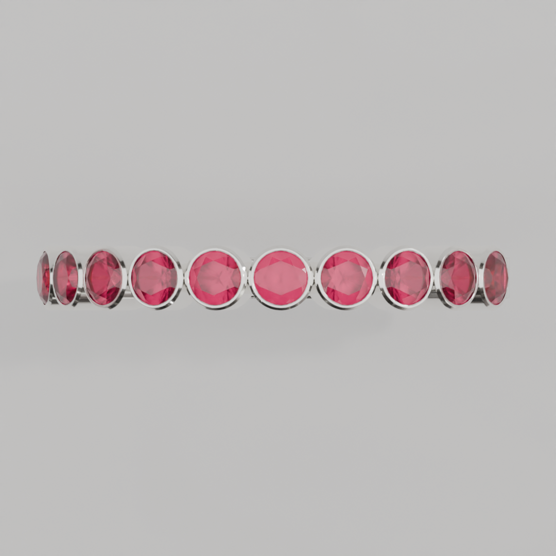 Media Churumbela Rubi BEZEL - Birthstone Julio -2.5mm - Churumbela de Oro (10k, 14k, 18k) y Moissanitas