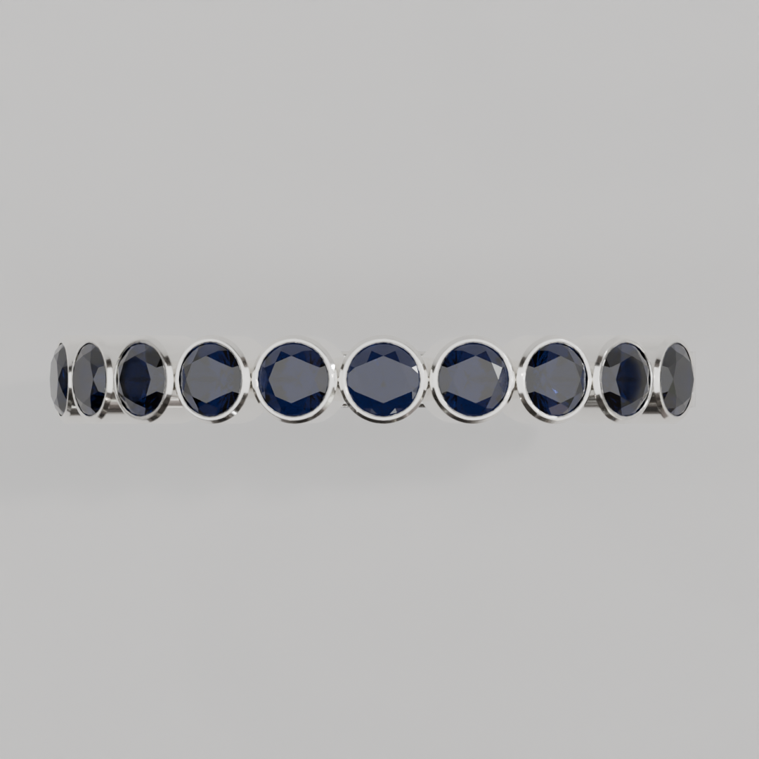 Media Churumbela Zafiro BEZEL - Birthstone Septiembre -2.5mm - Churumbela de Oro (10k, 14k, 18k) y Moissanitas