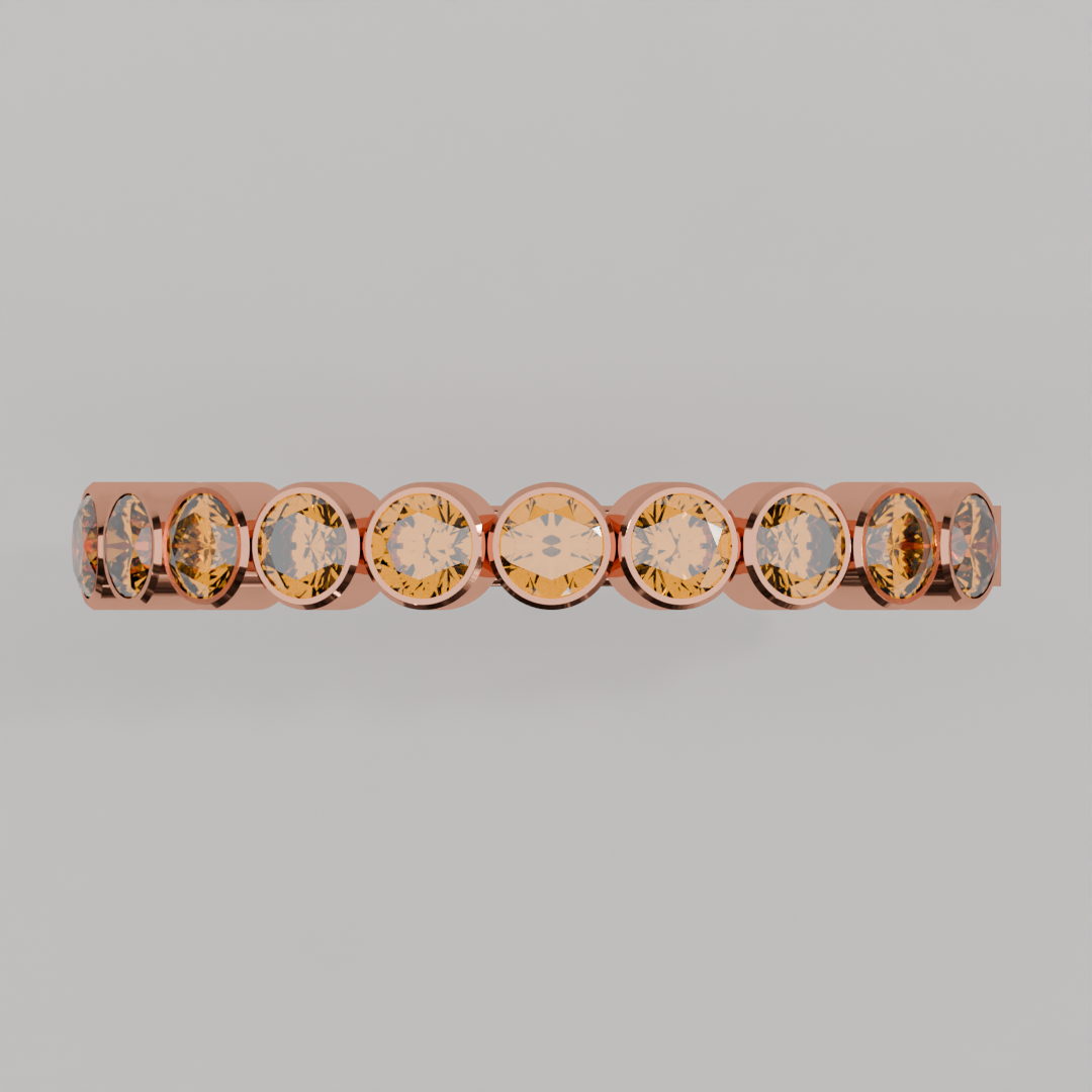 Media Churumbela Citrino BEZEL - Birthstone Noviembre -2.5mm - Churumbela de Oro (10k, 14k, 18k) y Moissanitas