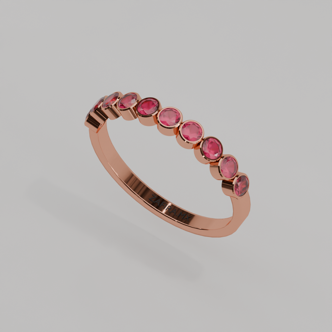 Media Churumbela Rubi BEZEL - Birthstone Julio -2.5mm - Churumbela de Oro (10k, 14k, 18k) y Moissanitas