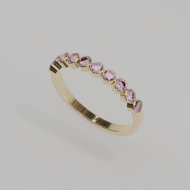 Media Churumbela Turmalina Rosa BEZEL - Birthstone Octubre -2.5mm - Churumbela de Oro (10k, 14k, 18k) y Moissanitas