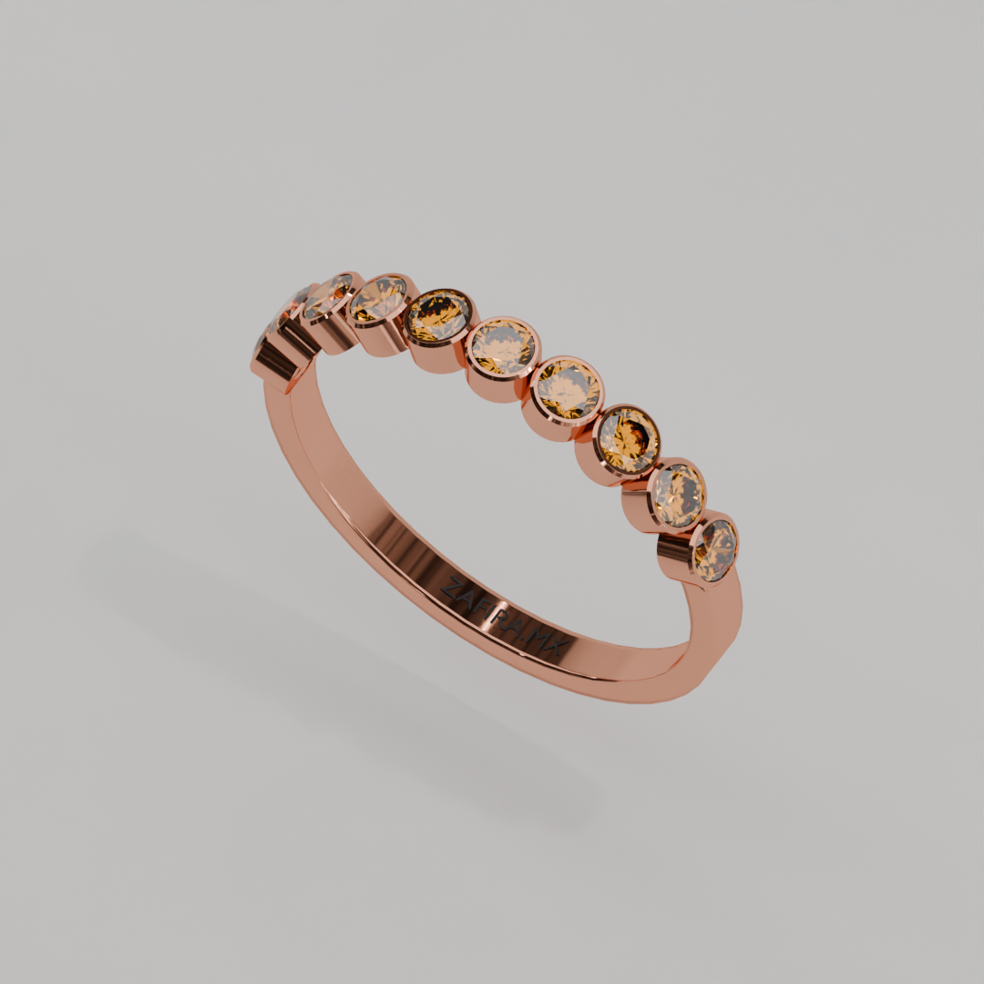 Media Churumbela Citrino BEZEL - Birthstone Noviembre -2.5mm - Churumbela de Oro (10k, 14k, 18k) y Moissanitas