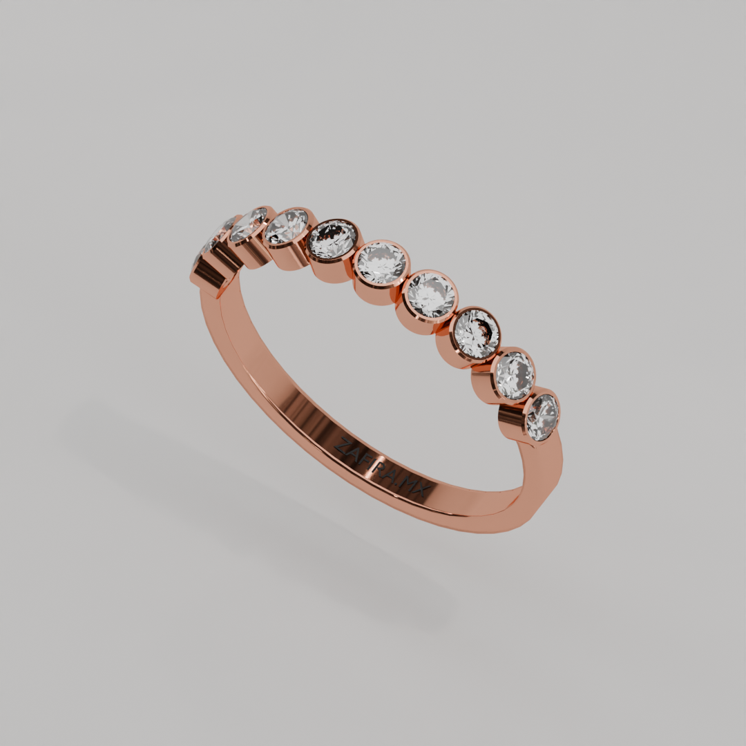 Media Churumbela BEZEL de 2.5mm Diamante Labgrown - Abril - Churumbela de Oro (10k, 14k, 18k) y Moissanitas