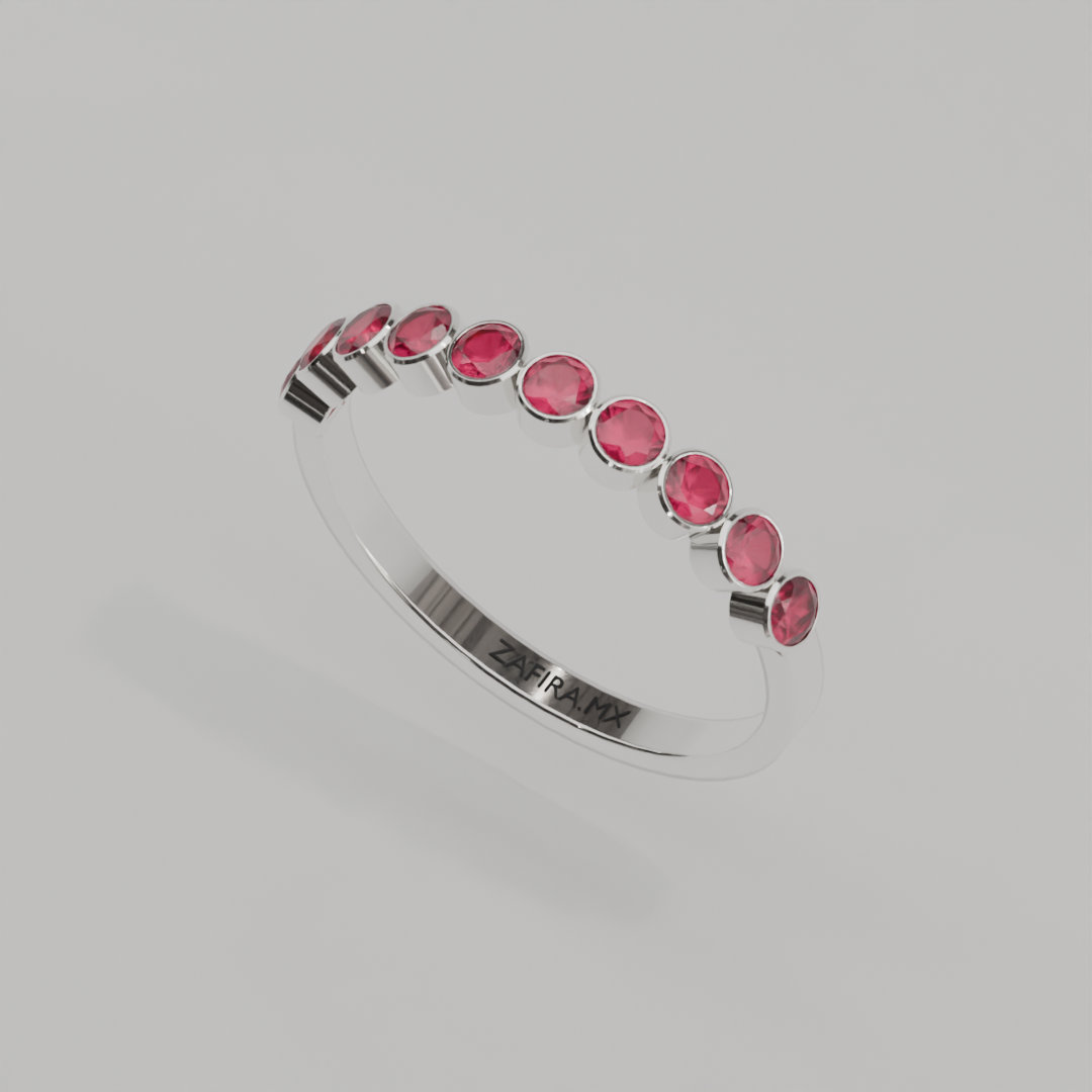 Media Churumbela Rubi BEZEL - Birthstone Julio -2.5mm - Churumbela de Oro (10k, 14k, 18k) y Moissanitas