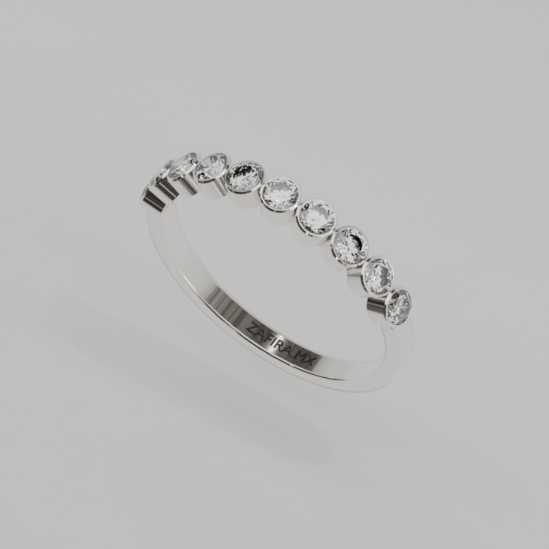 Media Churumbela BEZEL de 2.5mm Diamante Labgrown - Abril - Churumbela de Oro (10k, 14k, 18k) y Moissanitas