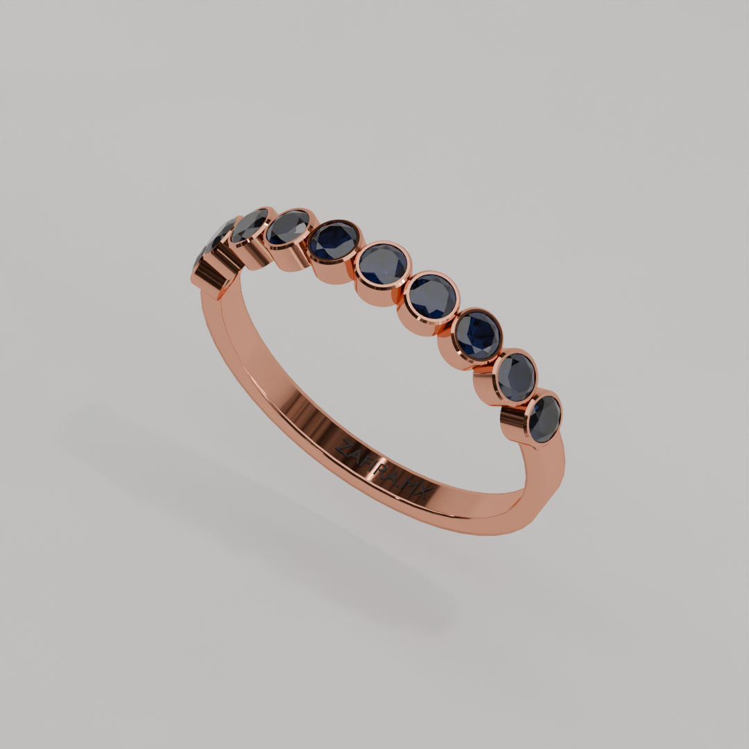 Media Churumbela Zafiro BEZEL - Birthstone Septiembre -2.5mm - Churumbela de Oro (10k, 14k, 18k) y Moissanitas