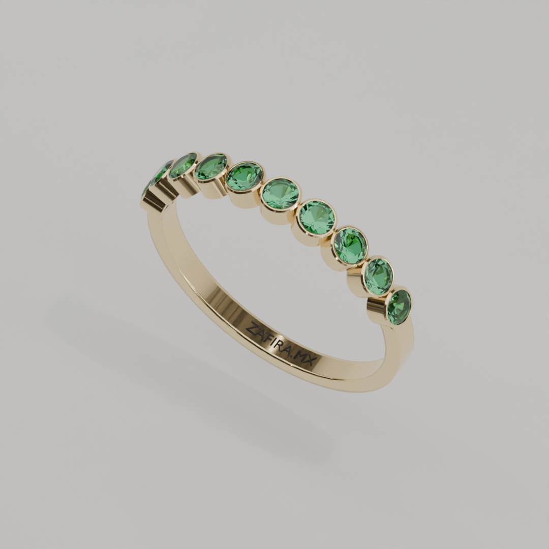 Media Churumbela Esmeralda BEZEL - Birthstone Mayo -2.5mm - Churumbela de Oro (10k, 14k, 18k) y Moissanitas