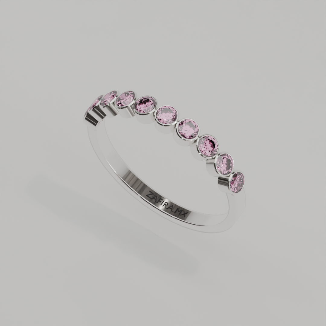 Media Churumbela Turmalina Rosa BEZEL - Birthstone Octubre -2.5mm