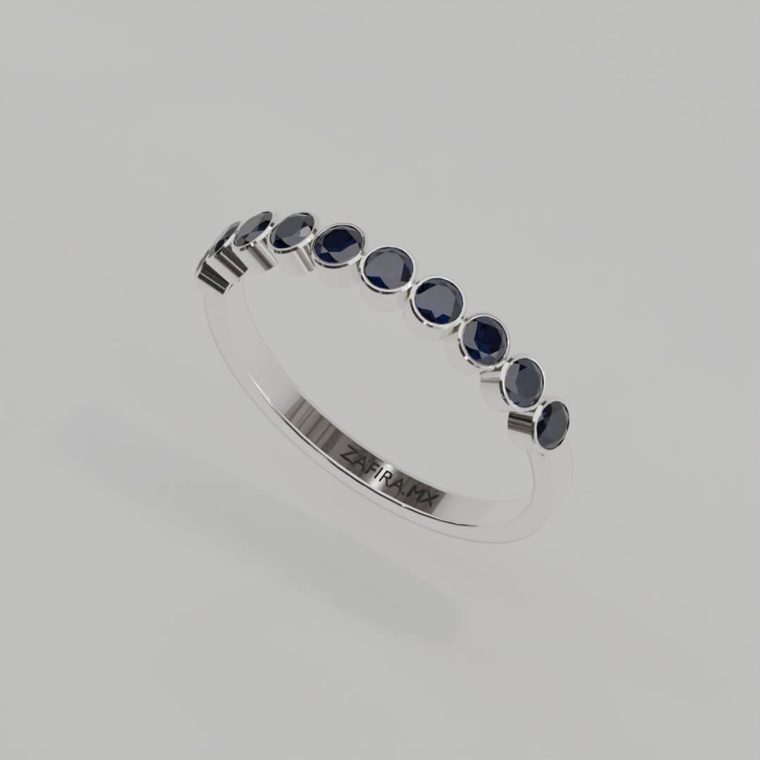 Media Churumbela Zafiro BEZEL - Birthstone Septiembre -2.5mm - Churumbela de Oro (10k, 14k, 18k) y Moissanitas