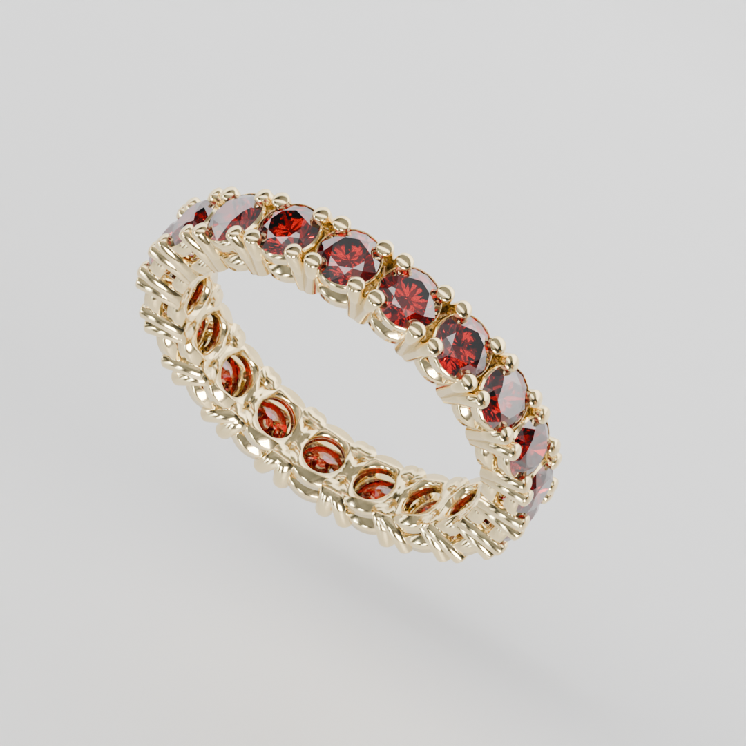 Anillo Churumbela Completa Granate Birthstone Enero Claw (3.0mm) - Joyería Fina en Oro Sólido (10k, 14k, 18k) o Plata 0.925 — joyería hecha a mano por Zafira MX (foto 1)