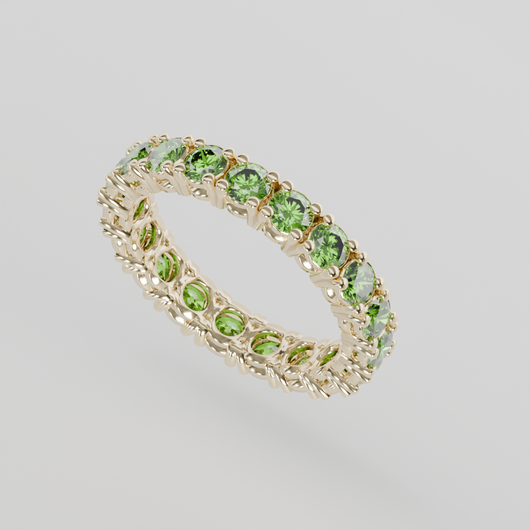 Anillo Churumbela Completa Peridoto Birthstone Agosto Claw (3.0mm) - Joyería Fina en Oro Sólido (10k, 14k, 18k) o Plata 0.925