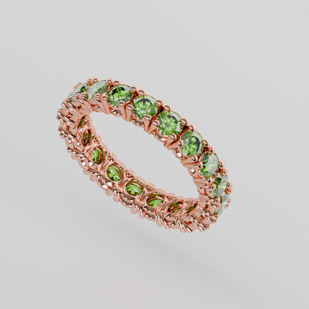 Anillo Churumbela Completa Peridoto Birthstone Agosto Claw (3.0mm) - Joyería Fina en Oro Sólido (10k, 14k, 18k) o Plata 0.925