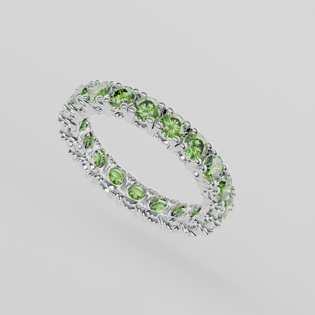 Anillo Churumbela Completa Peridoto Birthstone Agosto Claw (3.0mm) - Joyería Fina en Oro Sólido (10k, 14k, 18k) o Plata 0.925