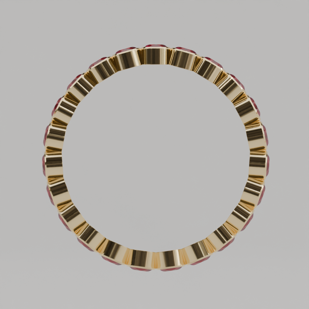 Churumbela Completa Rubi BEZEL- Birthstone Julio -2.5mm - Churumbela de Oro (10k, 14k, 18k) y Moissanitas