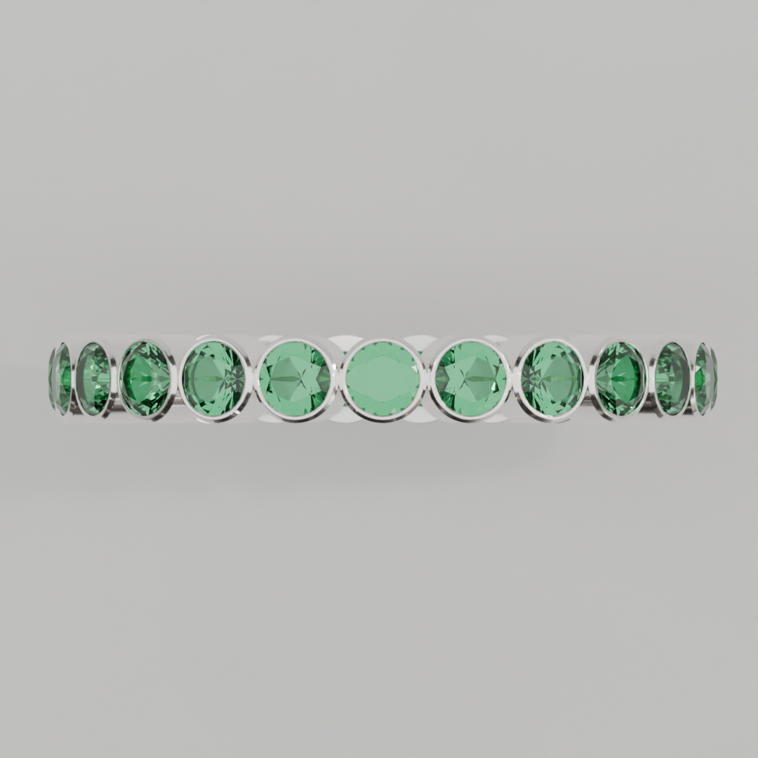 Churumbela Completa Esmeralda BEZEL- Birthstone Mayo -2.5mm - Churumbela de Oro (10k, 14k, 18k) y Moissanitas — joyería hecha a mano por Zafira MX (foto 5)