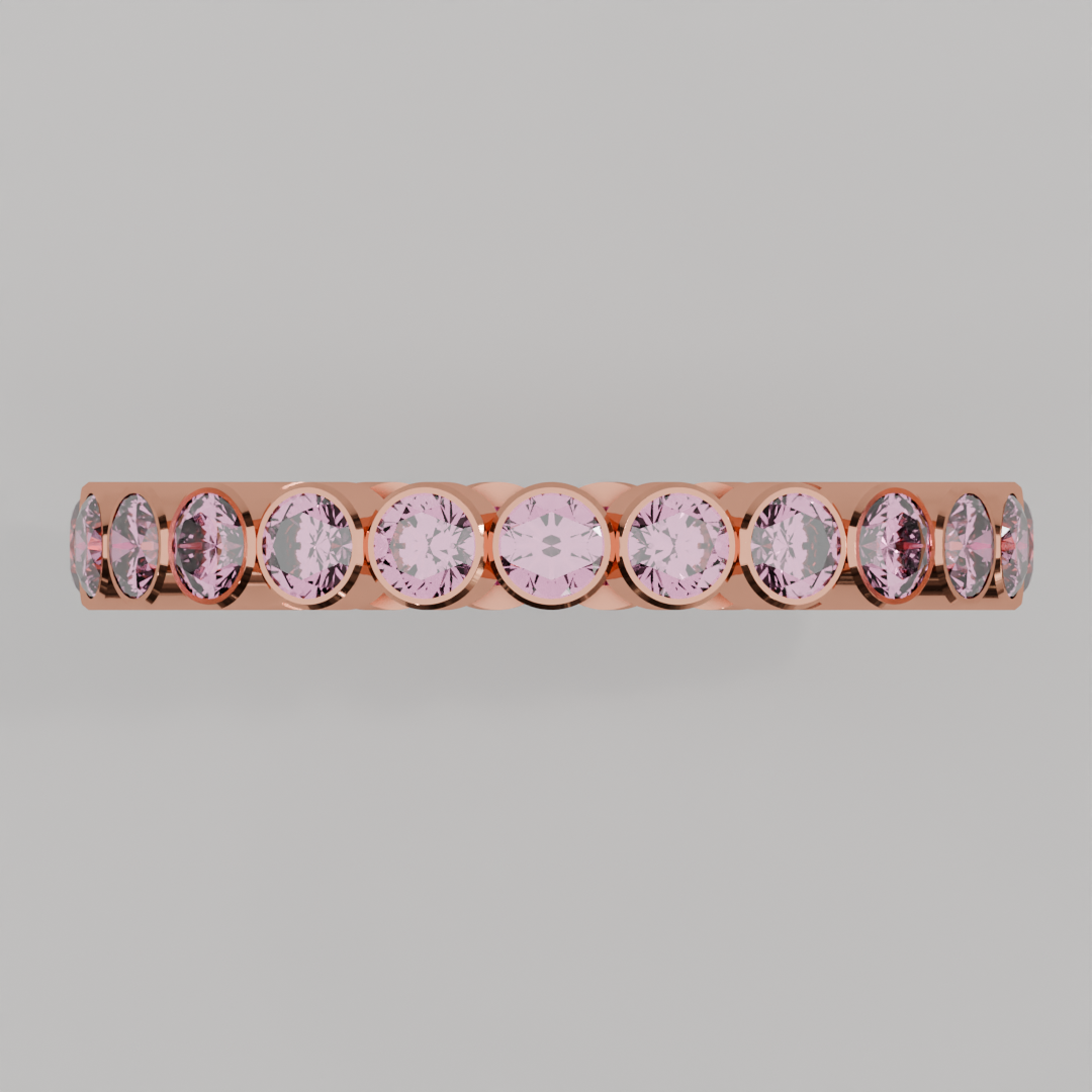 Churumbela Completa Turmalina Rosa BEZEL- Birthstone Octubre -2.5mm