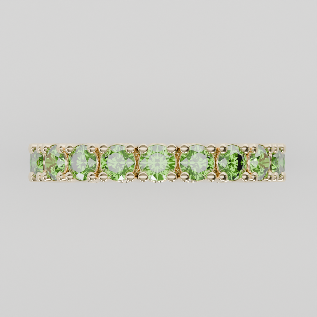Anillo Churumbela Completa Peridoto Birthstone Agosto Claw (3.0mm) - Joyería Fina en Oro Sólido (10k, 14k, 18k) o Plata 0.925