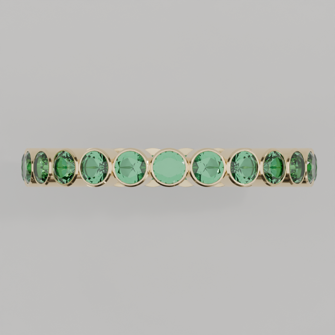 Churumbela Completa Esmeralda BEZEL- Birthstone Mayo -2.5mm - Churumbela de Oro (10k, 14k, 18k) y Moissanitas — joyería hecha a mano por Zafira MX (foto 3)
