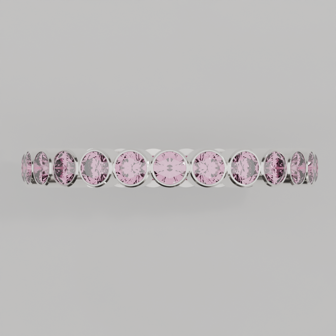 Churumbela Completa Turmalina Rosa BEZEL- Birthstone Octubre -2.5mm