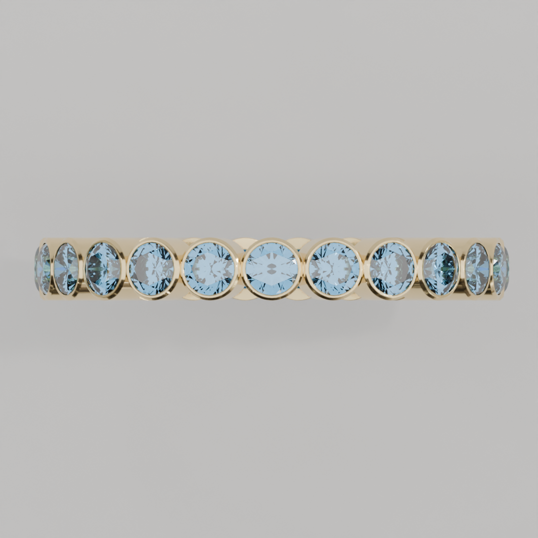 Churumbela Completa Topacio Azul BEZEL- Birthstone Diciembre -2.5mm - Churumbela de Oro (10k, 14k, 18k) y Moissanitas