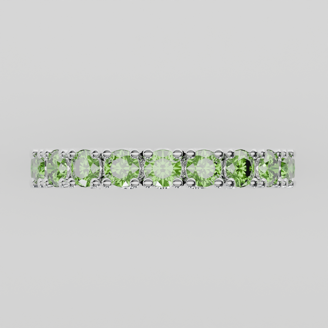 Anillo Churumbela Completa Peridoto Birthstone Agosto Claw (3.0mm) - Joyería Fina en Oro Sólido (10k, 14k, 18k) o Plata 0.925