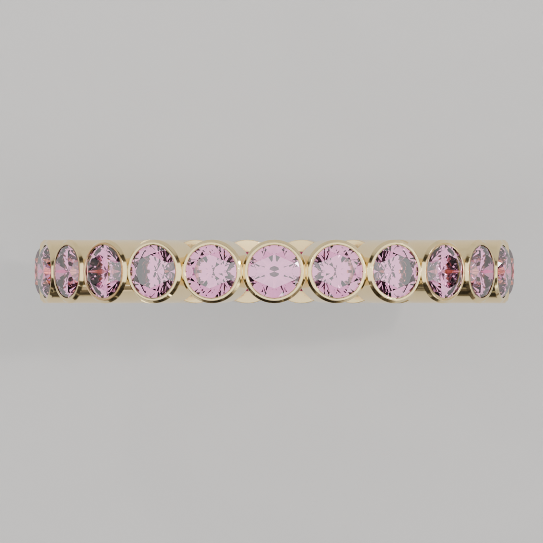 Churumbela Completa Turmalina Rosa BEZEL- Birthstone Octubre -2.5mm