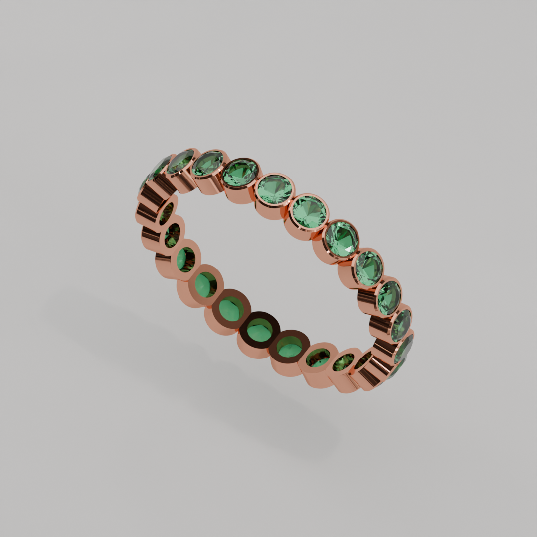 Churumbela Completa Esmeralda BEZEL- Birthstone Mayo -2.5mm - Churumbela de Oro (10k, 14k, 18k) y Moissanitas — joyería hecha a mano por Zafira MX (foto 9)