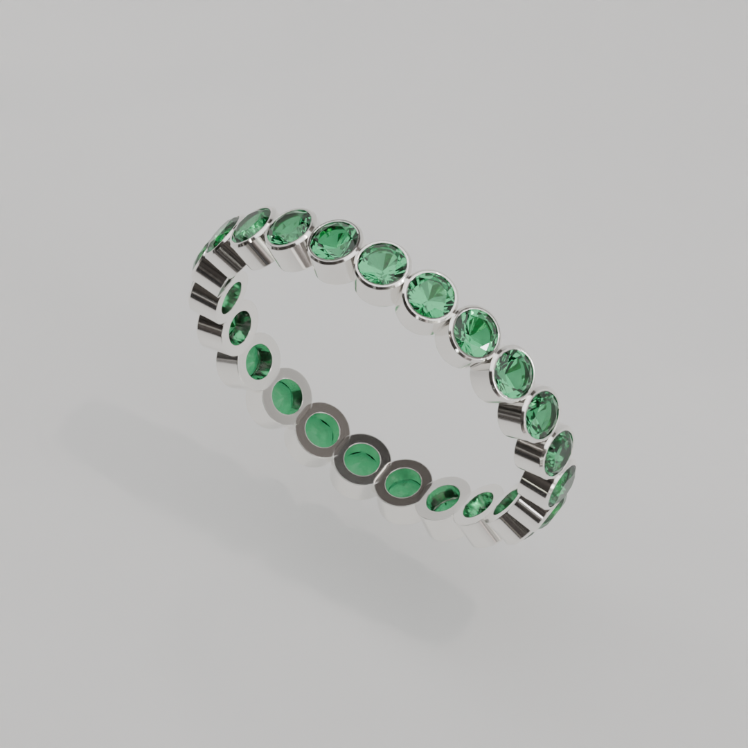 Churumbela Completa Esmeralda BEZEL- Birthstone Mayo -2.5mm - Churumbela de Oro (10k, 14k, 18k) y Moissanitas — joyería hecha a mano por Zafira MX (foto 6)