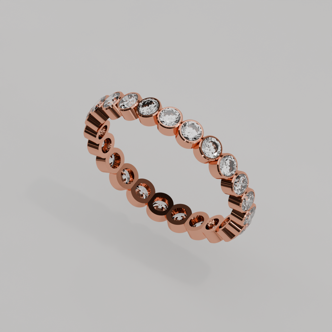 Churumbela Completa BEZEL de 2.5mm Moissanita - Abril - Churumbela de Oro (10k, 14k, 18k) y Moissanitas