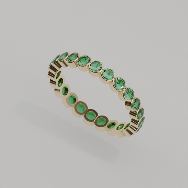 Churumbela Completa Esmeralda BEZEL- Birthstone Mayo -2.5mm - Churumbela de Oro (10k, 14k, 18k) y Moissanitas