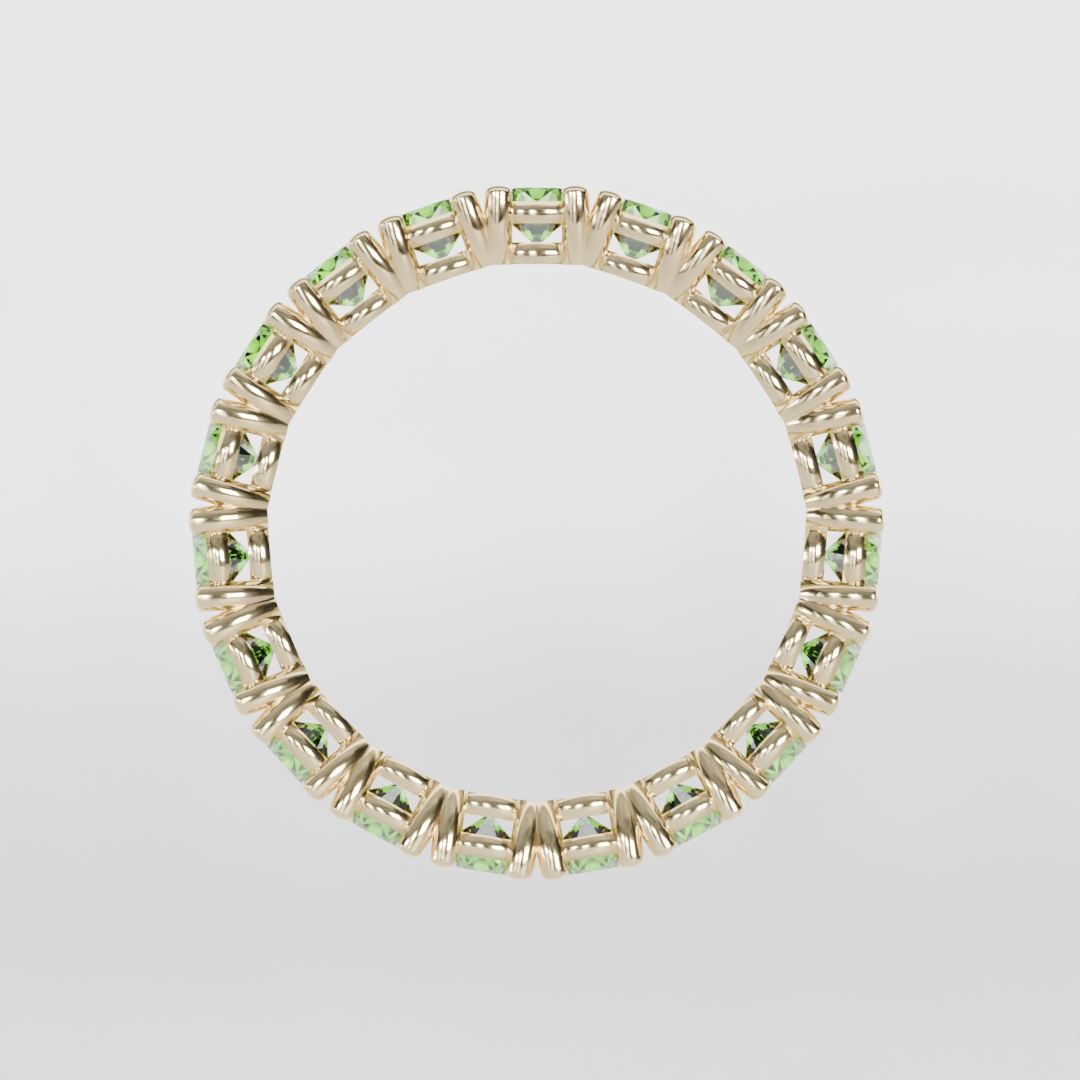 Anillo Churumbela Completa Peridoto Birthstone Agosto Claw (3.0mm) - Joyería Fina en Oro Sólido (10k, 14k, 18k) o Plata 0.925