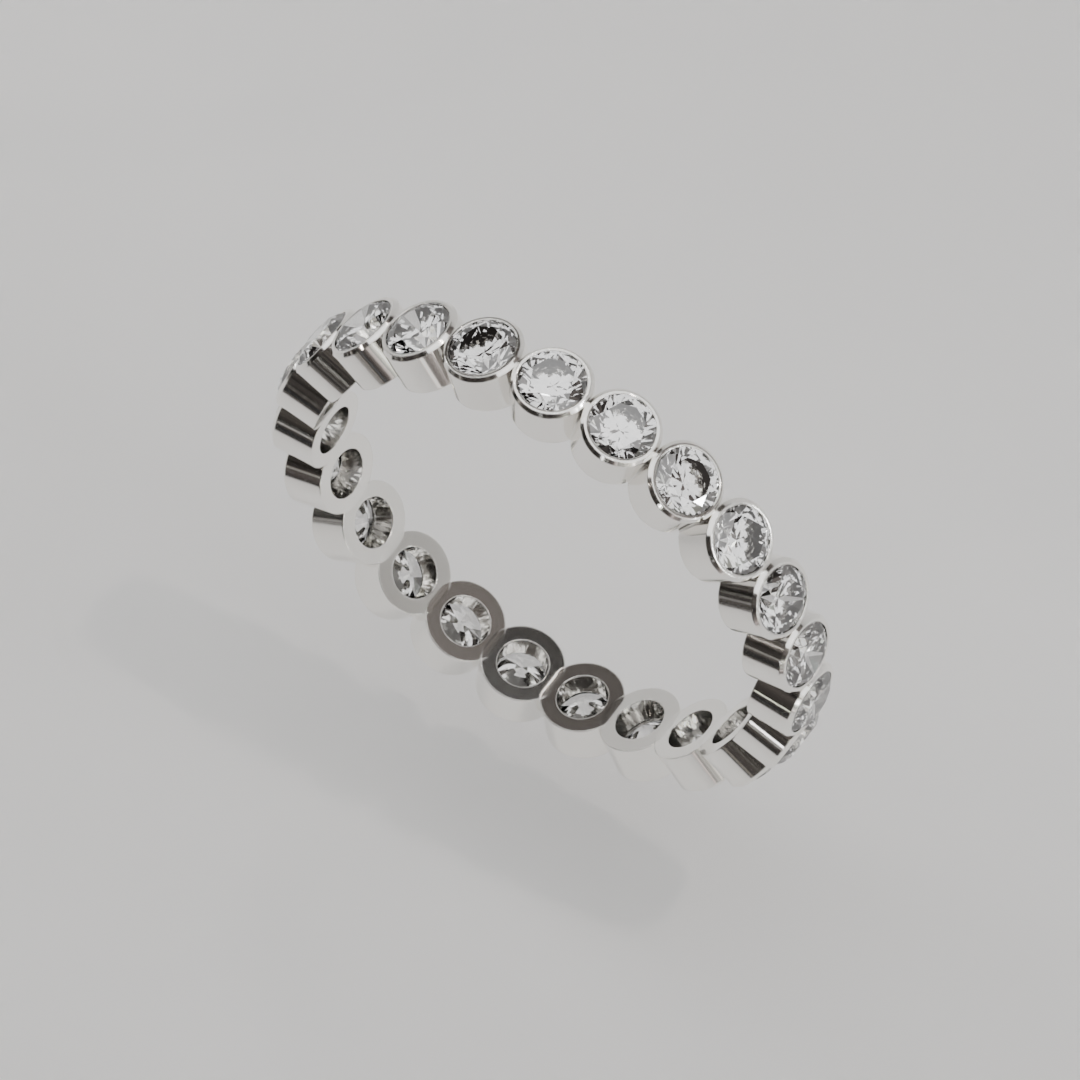 Churumbela Completa BEZEL de 2.5mm Moissanita - Abril - Churumbela de Oro (10k, 14k, 18k) y Moissanitas