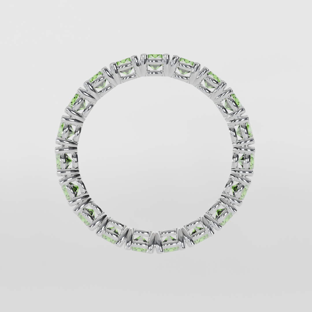 Anillo Churumbela Completa Peridoto Birthstone Agosto Claw (3.0mm) - Joyería Fina en Oro Sólido (10k, 14k, 18k) o Plata 0.925