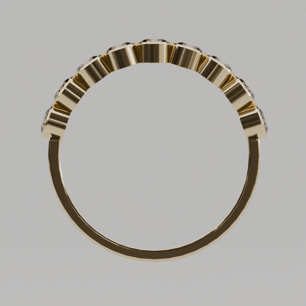 Media Churumbela BEZEL de 3.0mm Moissanita - Abril - Churumbela de Oro (10k, 14k, 18k) y Moissanitas