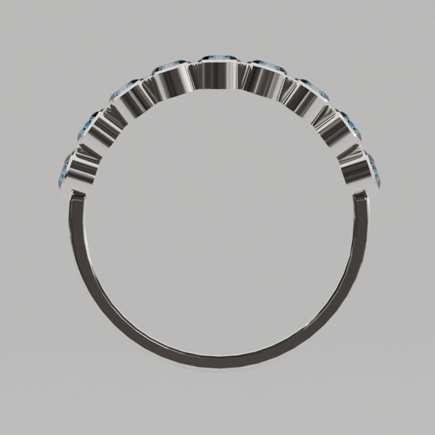 Media Churumbela Topacio Azul BEZEL - Birthstone Diciembre -3.0.mm - Churumbela de Oro (10k, 14k, 18k) y Moissanitas